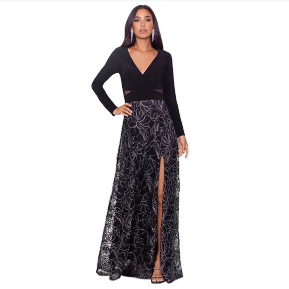 XSCAPE: Floral Brocade Dress (NWT)